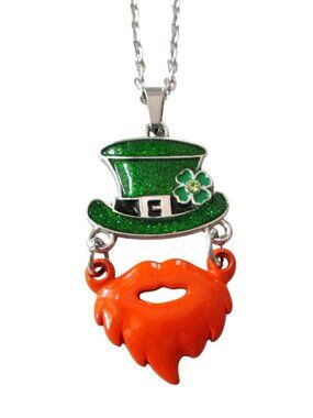 New St. Patricks Day Pendant Necklace on 18" Stainless Chain